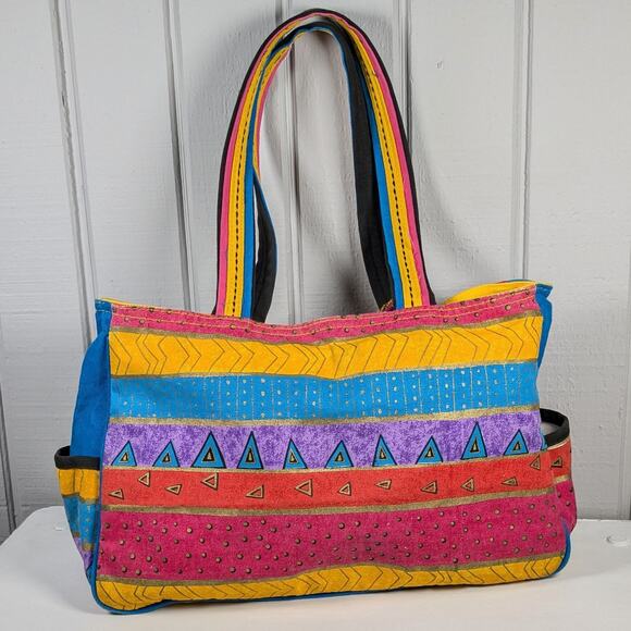 Laurel Burch Fantastic Feline Totem Canvas Medium Sized Tote Shoulder Bag - Picture 3 of 15